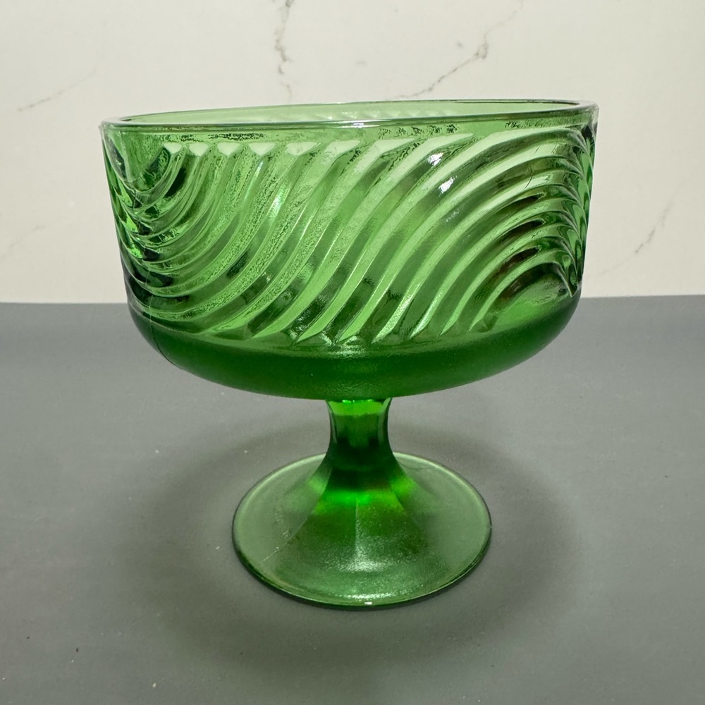 Elegant Green Glass Pedestal Bowl